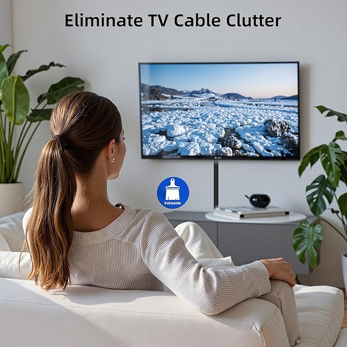 Delamu 142in Black Cord Hider Cable Hider, Cord Covers for 2-3 Wires on Wall, Premium Wire Hiders Wire Covers for Cords on Wall, Easier Setup TV Cable Cover Management Kit, W0.94 H0.47in, Black