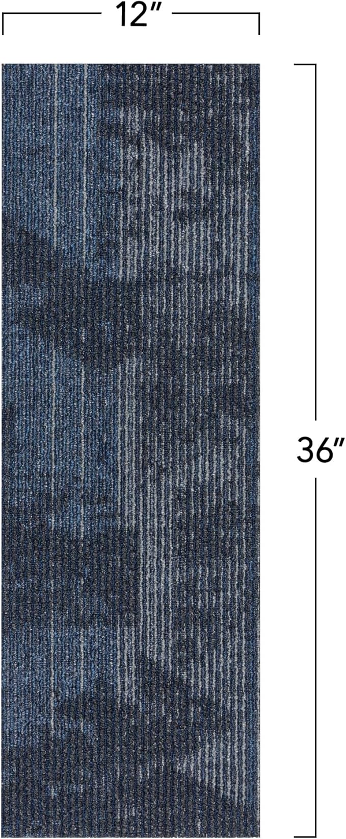 Mohawk Elite 12" x 36" Heathered Loop Glue Down or Floating Installation Carpet Tiles with Cushioned Backing in Color Azure Knight