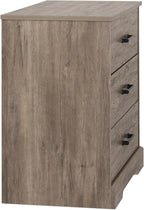 Prepac Rustic Ridge Farmhouse Nightstand Bedside Table, Brown Nightstand for Bedroom, End Table with 3 Drawers 16.25"D x 27.5"W x 26.75"H