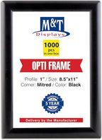 DisplaysMarket 8.5x11 Snap Frame for Wall Mount, Opti Frame, 1 inch Profile- Black, 1000