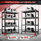 REIBII 4 Tier Storage Shelves with Wheels, 530LBS Adjustable Pantry Shelves,Metal Shelving Unit for Garage, Pantry, Kitchen, Living Room, Warehouse, Basement, 59.8" H x 31.5" W x 16.5" D, Black