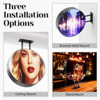 P2.5 Business Round LED Light Box Sign Programmable, Double-Sided Full Color Custom Digital Display Screen, Video, Image, Text Signage Panel Board for Outdoor Storefront Advertising 20"
