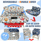 Shopping Cart Cover for Baby Grocery Cart Cover for Baby boy and Baby Girl, High Chair Cover for Baby and Toddler, Baby Registry Gift - Waterproof - Extra Large - Cotton - Double Sided (Multi)