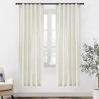 XTMYI 78 Inch Long Linen Sheer Curtains,2 Panels Set Back Tab Pleated Boho Light Filtering Semi Sheer Curtains for Sliding Glass Door,Cream Ivory,40x78 in Length