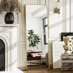 HARRITPURE 56"x21" Full Length Mirror, Gold Rounded Corner Aluminum Frame Floor Standing Mirror Hanging/Leaning Wall for Living Room Bedroom Cloakroom