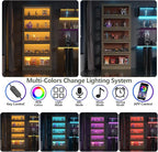 Display Cabinet with Acrylic Glass Doors,5-Tiers Curio Cabinet with LED Lighting for Collectibles, Collectibles Toy Organizers Rack & Display Shelf Display Case Storage Cabinet, Nature
