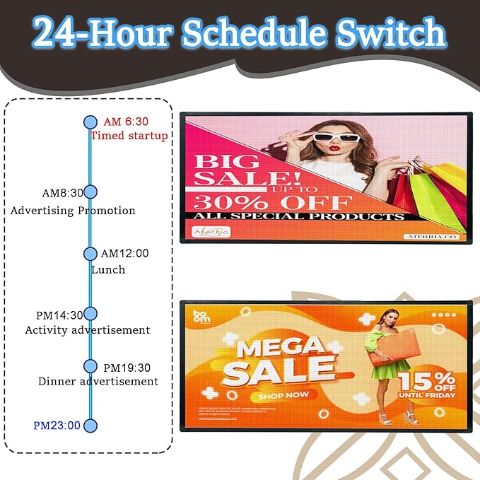 Outdoor Full Color Led Sign WIFI And USB Programmable Led Sign With High Resolution Scrolling Texts, Colorful images and videos LED Advertising Board For Shop (40‘’x17'')