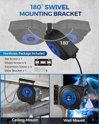 Retractable Extension Cord Reel, 45 FT Heavy Duty Power Cord, 12AWG/3C SJTOW, 3 Grounded Outlets Lighted Triple Tap, 15 Amp Circuit Breaker, UL Listed, Blue U45CR06
