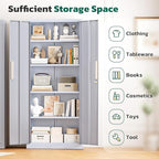 Greenvelly Metal Storage Cabinet, 63" H Locking Metal Storage Cabinet with Doors and 4 Shelves, Lockable Steel Cabinets for Kitchen, Bedroom, Living Room, Office (Dark Grey)