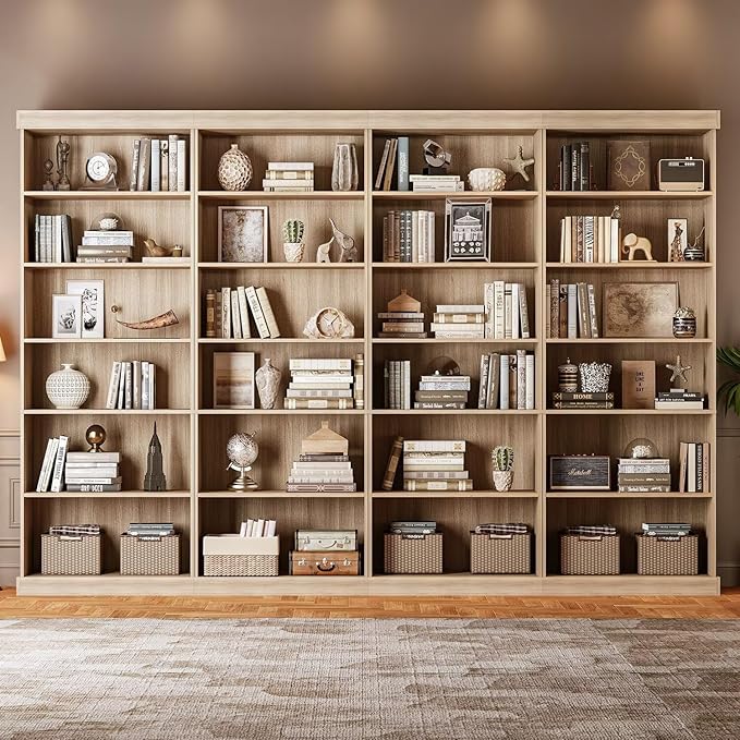 Vyre 70.8" Tall Brown Bookshelf, Farmhouse Modular Bookcase with 6-Tier Adjustable Shelves, Large Storage Cabinet for Home Office, Living Room