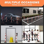 4 Pack Traffic Delineator Post Cones with Fillable Base, Adjustable Plastic Safety Barrier with 5Ft Plastic Chain, Outdoor and Indoor Crowd Control Stanchion for Traffic Control and Warning