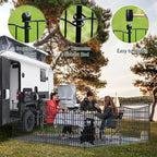 8 Panels No Dig Dog Fence Outdoor for Yard, 48 in(H) X 21 ft(L) Decorative Tall Garden Fence Animal Barrier, Rustproof Metal Wire Garden Edging and Borders, Temporary Fencing Stakes