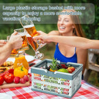 Heavy Duty Plastic Milk Crates for Storage, 2-Pack Stackable Storage Bins for Organizing, Collapsible Shopping Basket with Handle for Groceries, Suitable for Home Office School Store, Blue