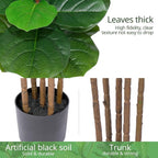 Faux Fiddle Leaf Fig Tree 6 FT - Artificial Ficus Tree with Tall Artificial Plants Large 69 Fiddle Leaves - Lifelike Fake Trees for Home Decor Living Room Indoor Outdoor