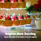YestBuy 3 Tier Cupcake Stand - Premium Cupcake Holder - Acrylic Cupcake Tower Display - Acrylic Display for Pastry + LED Light String - Ideal for Weddings, Birthday Parties(Multicolored)