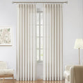 Vision Home Natural Pinch Pleated Semi Sheer Curtains Textured Linen Blended Light Filtering Window Curtains 120 inch for Living Room Bedroom Pinch Pleat Drapes with Hooks 10ft 2 Panels 42" Wx120 L