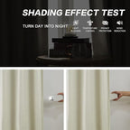 DUALIFE Linen Blackout Curtains Drapes 96 Inches Long 2 Panels Set, Pinch Pleated Farmhouse Room Darkening Thermal Insulated Back Tab Drapes with Hooks for Track System-Natural Linen/Greige, W40xL96