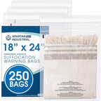 Spartan Industrial - 18" X 24" (250 Count) Self Seal Clear Poly Bags with Suffocation Warning for Packaging, Shipping & FBA - Permanent Adhesive