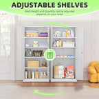 INTEGREAT Metal Storage Cabinet,71" Office Metal Cabinet with Locking Doors and Adjustable Shelves,Steel Locking Cabinets for Office,Home,Garage,Gym,School (White)