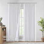 Vision Home White Pinch Pleated Full Blackout Curtains 60 inch Wide Thermal Insulated Window Panels 95 inch for Living Room Bedroom Room Darkening Pinch Pleat Drapes with Hooks Back Tab 60" Wx95 Lx1