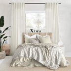 XTMYI 105 Inch Curtains 2 Panels Set Custom Length Back Tab Linen Window Sheer Curtain Drapes for Living Room Bedroom,50x105 in Long,Cream(Ivory/Off White)