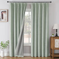 Joydeco Pinch Pleated Curtains - 100% Blackout for Bedroom, Sage Green Linen Curtains 40" W x 63" L, Thermal Insulated 2 Panels Light Blocking Drapes, Back Tabs for Living Room