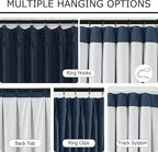 Vision Home Navy Blue Pinch Pleated Full Blackout Curtains Linen Blended Room Darkening Curtain Panels 112 inch for Living Room Bedroom Thermal Insulated Pinch Pleat Drapes with Hooks 40" Wx112 Lx2