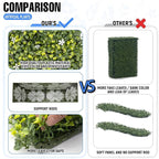 E&K 180" Wx36 Hx12 D Artificial Boxwood Hedge Wall with White Flowers, Artificial Outdoor Privacy Wall for Balcony Backyard Office, Indoor Divider Freestanding Greenery Backdrop
