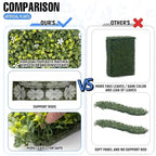 E&K 54" Wx72 Hx6 D Artificial Boxwood Hedge Wall with White Flowers, Artificial Outdoor Privacy Wall for Balcony Backyard Office, Indoor Divider Freestanding Greenery Backdrop