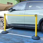 OangeStar 6 Packs Crowd Control Stanchions w/10ft Retractable Belt, Crowd Control Barriers Set w/Water Filled Base, Ideal for High Traffic Areas, Yellow
