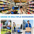 Collapsible Shopping Cart with Wheels, 2 Storage Crates & 1 Storage Bag, 200 lbs Capacity Multi Use Functional Grocery Cart, Space-Saving Design for Home/Office/Picnic