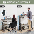 Tribesigns Portable Desk with Power Outlets, Height Adjustable Side Table Sofa Couch Bedside Laptop Computer Cart with USB Charging Ports, Mobile Small Standing Desk with Keyboard Tray