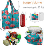 BeeGreen Reusable Grocery Bags 6 Pack, Heavy Duty Totes for Women, Foldable Grocery Bag Large Shopping Totes with Handles for Work, Travel, Gift, Store, Polyester Washable Reusable Tote Bag