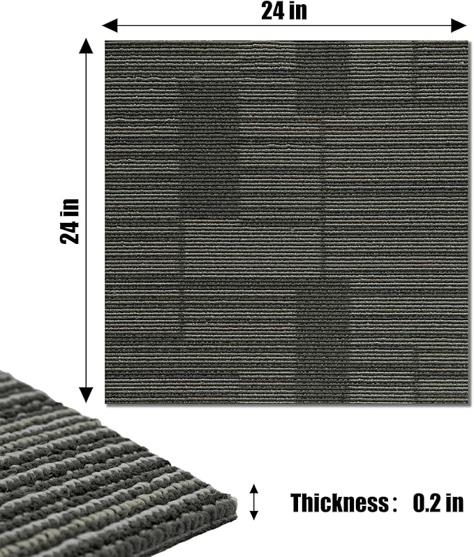 24" x 24" Self-Adhesive Carpet Tiles, 10 Pack Peel and Stick Carpet Squares for Indoor Flooring, Non-Slip Squares Carpet Floor Tile for Basement, Bedroom, Office, Easy DIY Installation