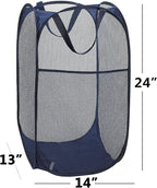 2 Laundry Baskets, pop-up Laundry Baskets, Foldable mesh Laundry Baskets (Each with 2 Reinforced Handles, Blue