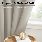 KGORGE Room Darkening Curtains 36 inch for Bedroom,Privacy Solid Thermal Insulation Noise Reducing Small Window Curtains for Bathroom Basement Office, W34 x L36 inches, Nature, 2 Panels