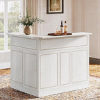 Tribesigns Bar Cabinet, L-Shaped Home Bar Table with Stemware Racks, 4-Tier Corner Bar Unit Liquor Wine Bar Table Reception Desk for Home Pub, White