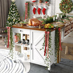 4 EVER WINNER Small Kitchen Island with Storage, Kitchen Island on Wheels with Wine Rack, Coffee Cart, Microwave Cart for Kitchen,Dining Room，White