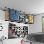 FLEXIMOUNTS 2x8 Garage Storage Rack, Adjustable Overhead Storage Organization System, Heavy Duty Metal Ceiling Rack, 400lbs Weight Capacity, Black, Classic Series