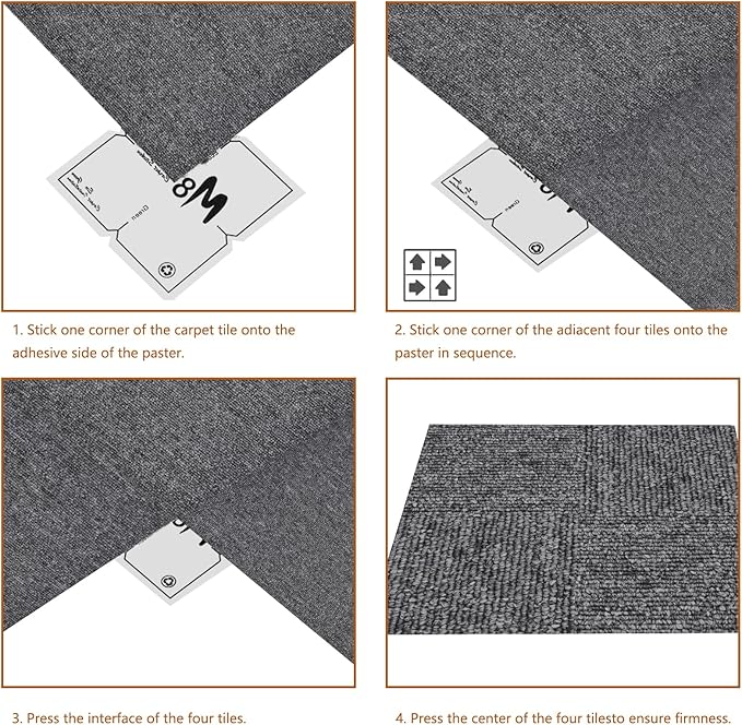 16-Pack 20"x20" Carpet Tiles, Non-Adhesive Soft Padded Floor Squares with Seamless Look for Home, Office, Indoor & Outdoor Use (43 Sq Ft) (J6)