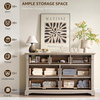 T4TREAM Farmhouse 7 Drawers Dresser for Bedroom, 54" Wide Wood Rustic Chest of Drawers w/Roman Column, Wooden Storage Dressers Organizer for Bedroom, Living Room, Light Rustic Oak