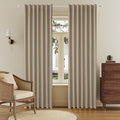 DUALIFE Faux Linen Blackout Taupe Curtains 80 Inch Long,Farmhouse Back Tab Rod Pocket Curtains Room Darkening Thermal Insulated Drapes for Bedroom Living Room,W50 x L80,2 Panels