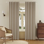 DUALIFE 90 Inch Blackout Taupe Curtains Boho, Thermal Insulated Curtains for Summer Heat for Bedroom Living Room Linen Pleated Drapes 90 Inches Long Rod Pocket(50W x 90L x 2 Panels)
