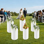 Eapmic Pedestal Stands for Party, Cake Pedestal Stand, Dessert Table Display Plinth Pillars, Sculpture Display Column Decoration Cube for Wedding Birthday (White, Cylinder-6Pcs(27.56"+26"+23.62"))