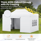 Tangkula 10x14 FT Pop Up Canopy, Outdoor Tent with 4 Sidewalls, Roll-up Door, Wheeled Bag, 4 Sandbags, 8 Stakes, 4 Wind Ropes, Portable Canopy Tent for Beach Party Event Camping (White)