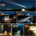 FORTO 3000 Lumens Handheld Spotlight, 1400 Ft Long Range LED Spot Light with 120H Runtime, IPX8 Waterproof Rechargeable Outdoor Flashlight for Camping, Hiking, Emergency, Searchlight (Yellow-Plus)