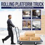 5Seconds Platform Cart Industrial Dolly Heavy Duty 48” X 24” Platform Hand Push Truck Commercial Cart Flatbed with 2000lb Capacity, Moving Cart 6” Swivel Wheels Flatbed cart