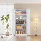 INTEGREAT Metal Storage Cabinet,71" Office Metal Cabinet with Locking Doors and Adjustable Shelves,Steel Locking Cabinets for Office,Home,Garage,Gym,School (White)