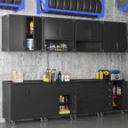 Metal Garage Wall Cabinet with Lock, Wall Mounted Metal Storage Cabinets with Doors and Shelf, Lockable Floating Tool Storage for Garage Basement Utility Room