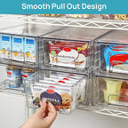 Vtopmart 4 Pack Stackable Storage Drawers,Clear Acrylic Drawer Organizers with Handles, Easily Assemble for Fridge, Bathroom,Kitchen Undersink,Cabinet,Pantry Organization and Storage